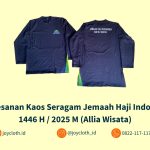 Pemesanan Kaos Seragam Jemaah Haji Indonesia 1446 H / 2025 M (Allia Wisata) by Joy Cloth Sablon & Konveksi