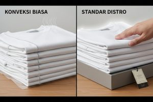 Kaos Anda Berbau Kimia? Pahami Perbedaan Finishing Kaos (Jahitan, Steam, dan Packaging) Standar Distro vs Konveksi Biasa