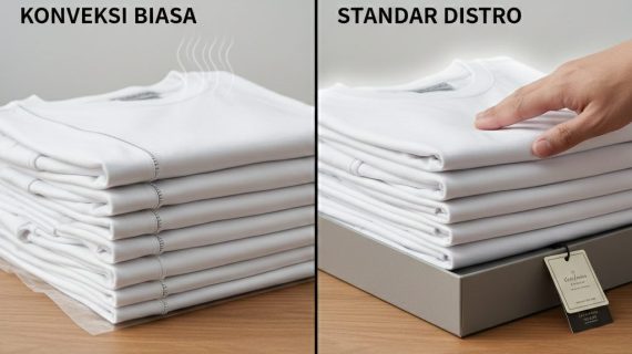 Kaos Anda Berbau Kimia? Pahami Perbedaan Finishing Kaos (Jahitan, Steam, dan Packaging) Standar Distro vs Konveksi Biasa